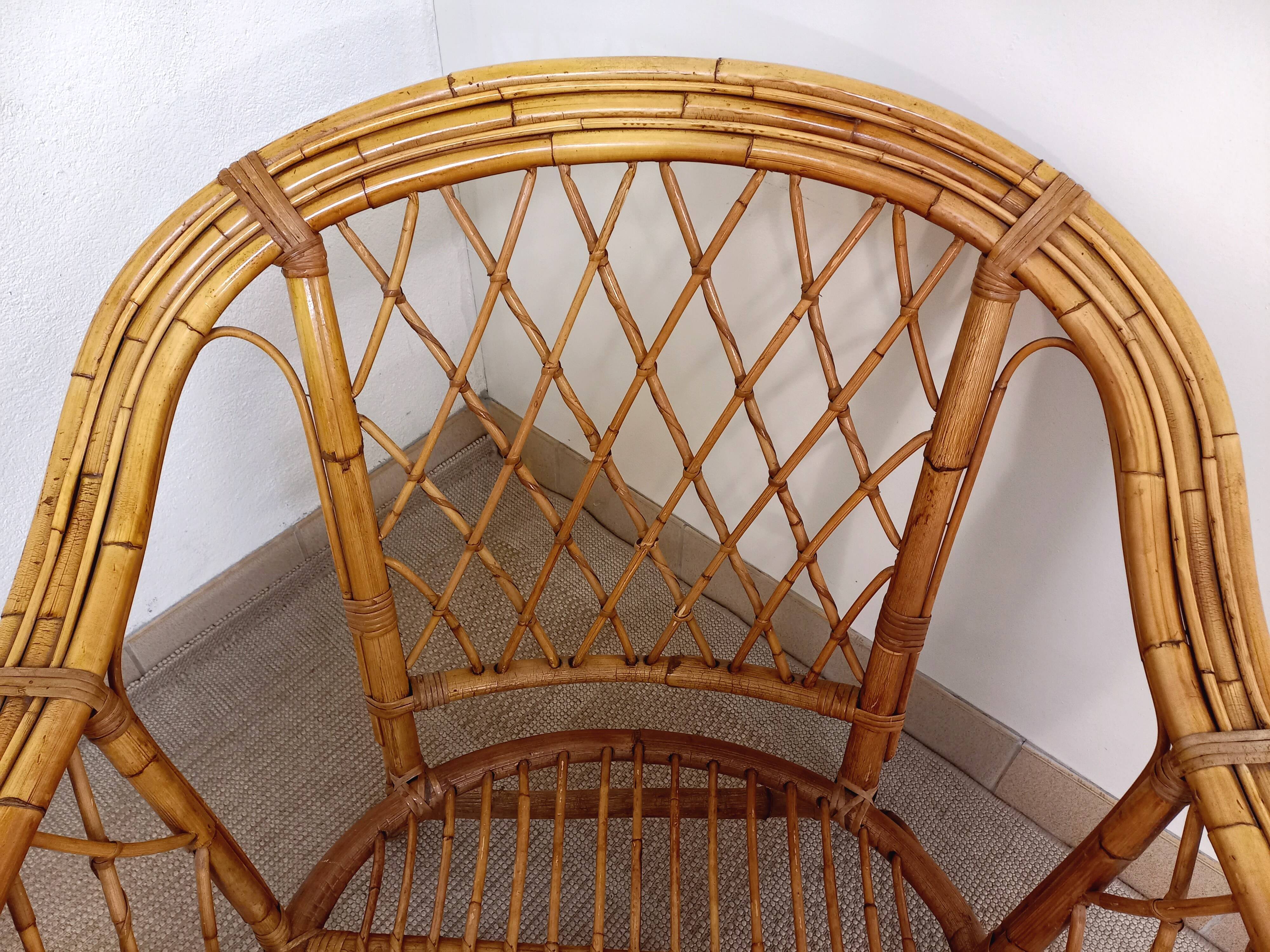 Vintage rattan armchair 60s