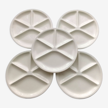 Set of 5 Le Creuset ceramic fondue plates
