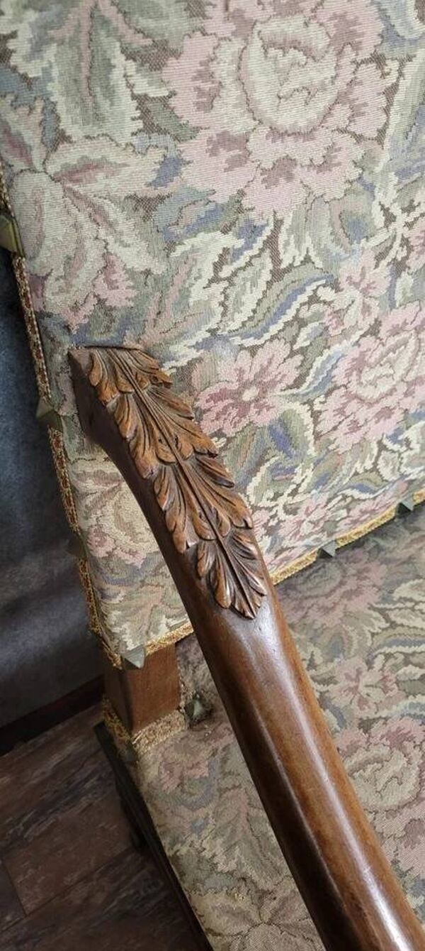 Banquette de Chateau style Louis XIII en noyer vers 1850