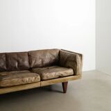 Danish Mid Century Three Seater Brown Sofa "V11" by Illum Wikkelsø, 1960s
