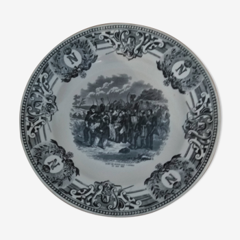 Assiette à thème Napoléon Keramis XXème mort du maréchal Lannes