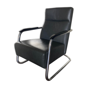 Fauteuil vintage en cuir - acier