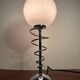 Metal base lamp, spring style, opaline globe