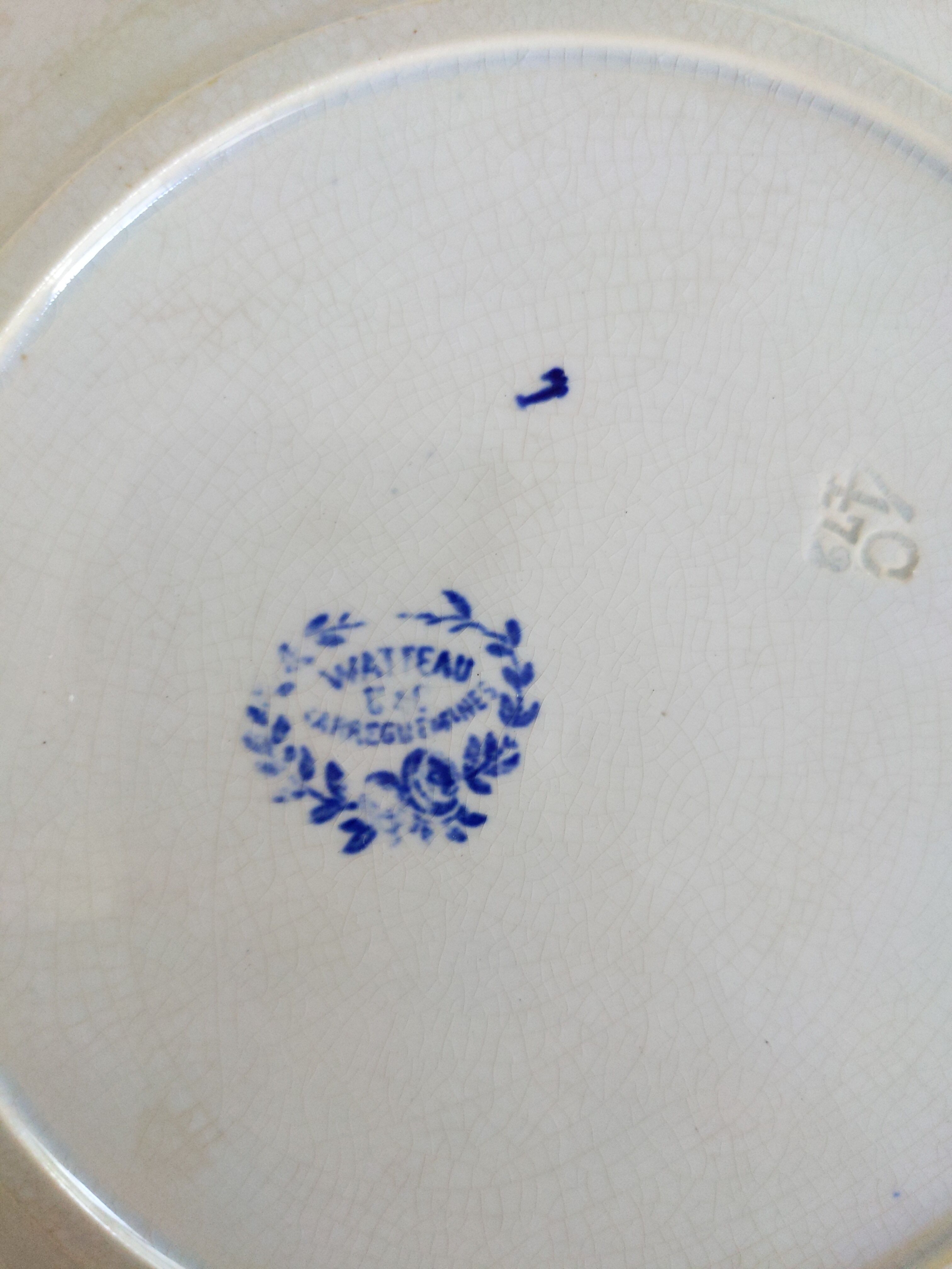 Old plates porcelain iron earth Sarreguemines Watteau