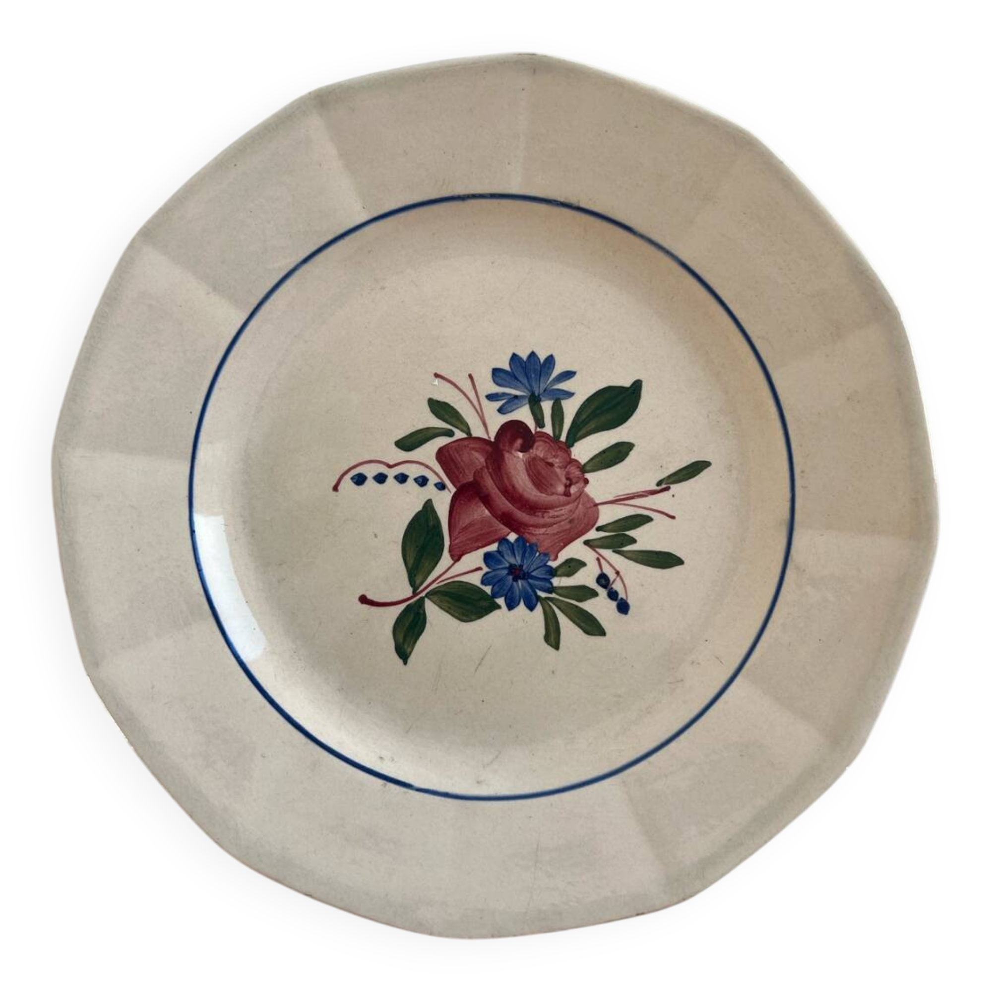 Set of 3 hand-painted dessert plates from Sarreguemines