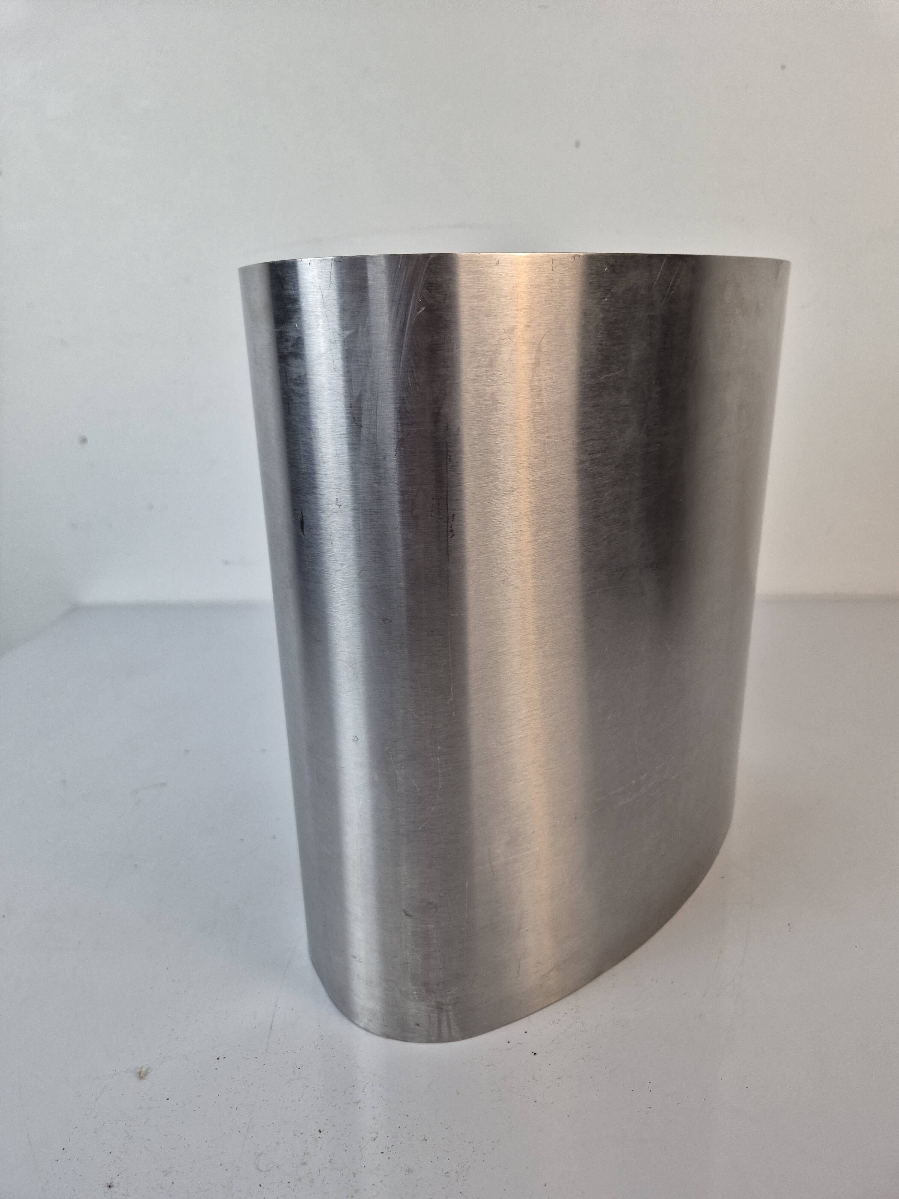 Stainless steel wastebasket by Xavier Féal for Inox Industrie.
