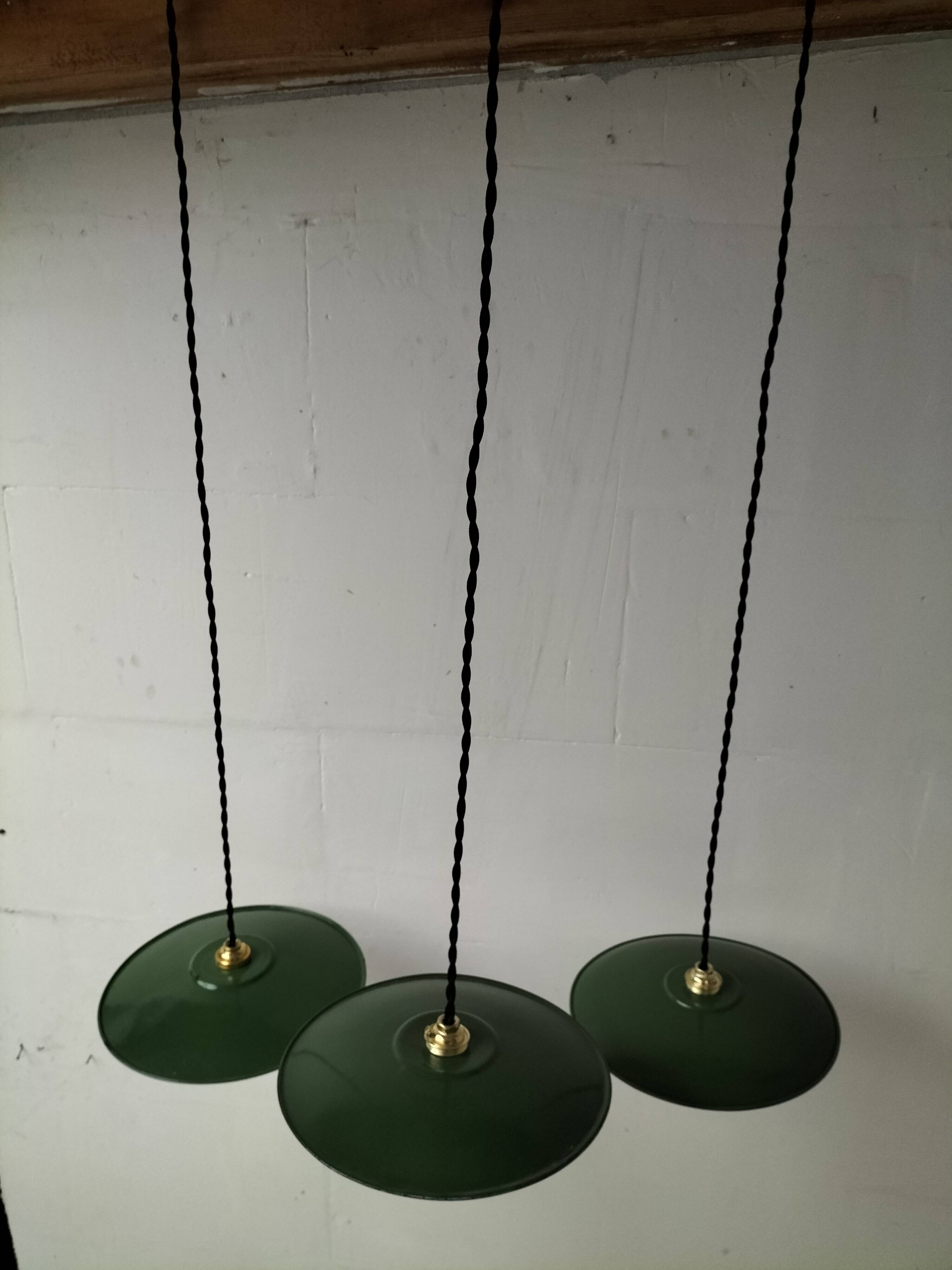Enameled sheet metal pendant lights