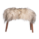 Danish Mid-century Modern stool reupholstered in white and black sheep skin