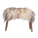 Danish Mid-century Modern stool reupholstered in white and black sheep skin
