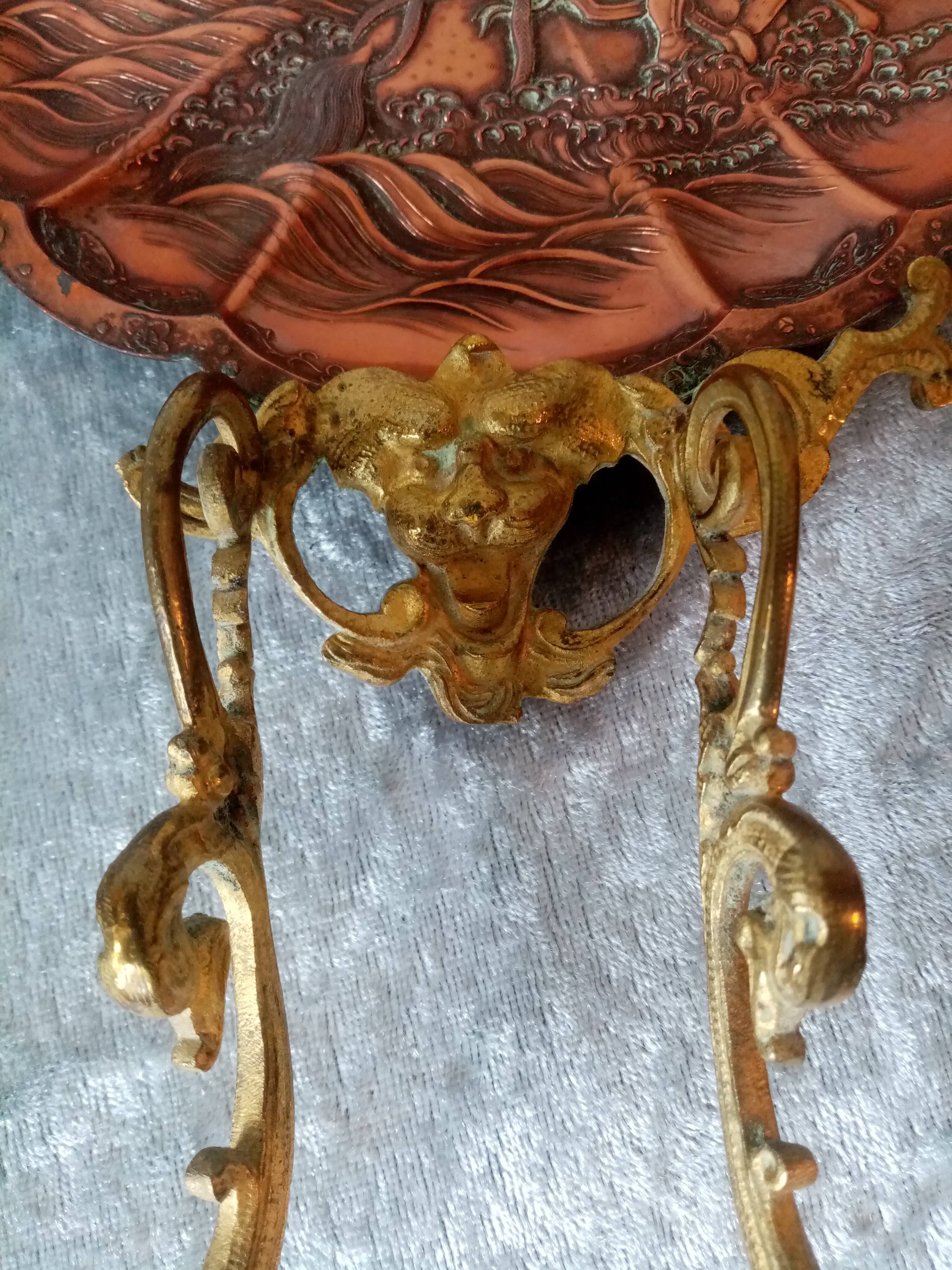 Pair of Napoleon 3 wall lights in copper and brass