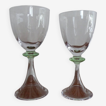 2 verres a pieds tulipes cristal style Daum troubadour - 18,2 cm et 17,2 cm