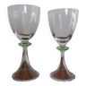 2 Daum troubadour style crystal tulip stemmed glasses - 18.2 cm and 17.2 cm