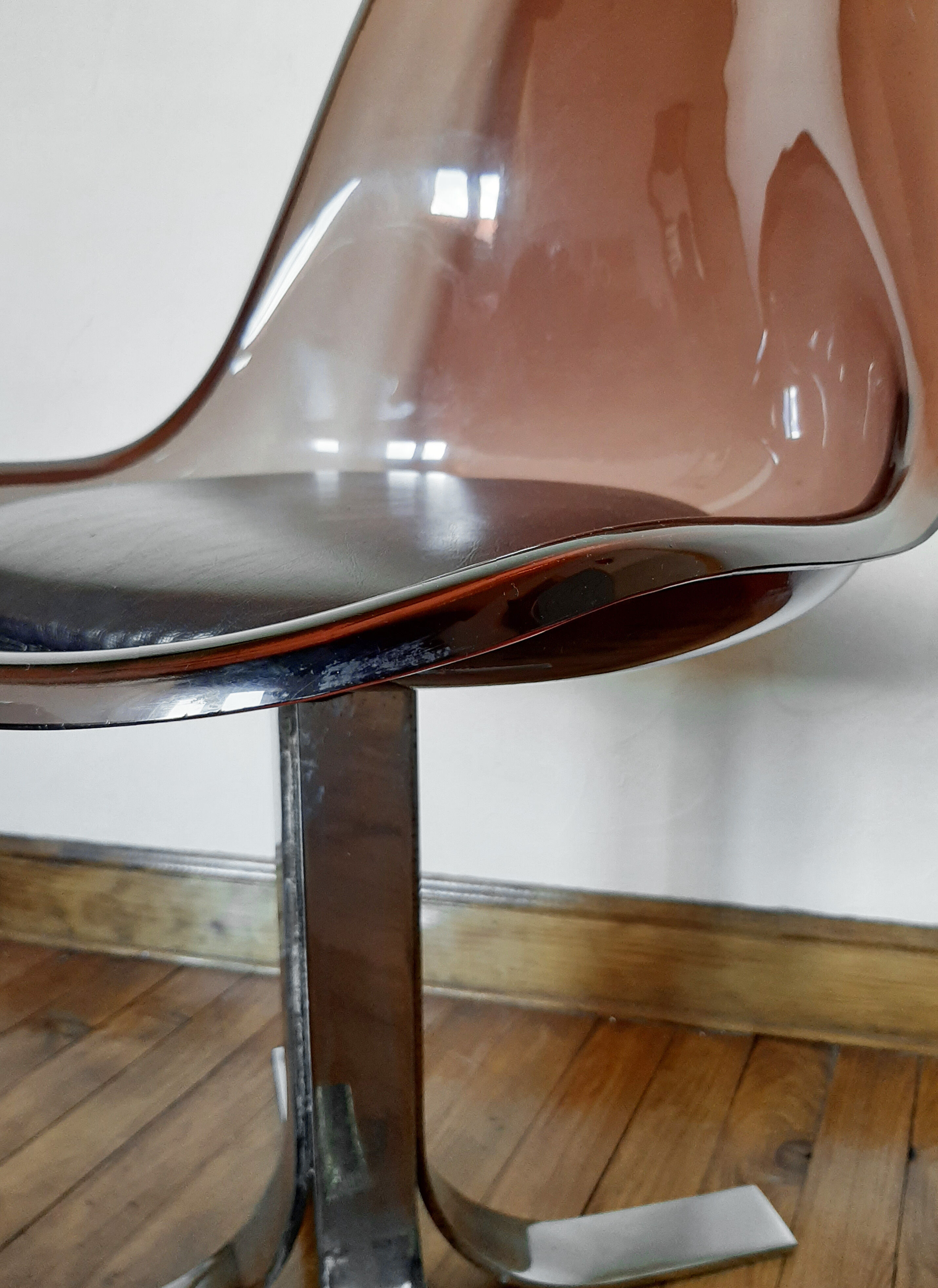 Plexiglas chair and chrome metal 1970