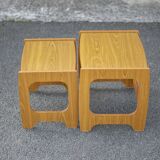 Pair of scandinavian-style wooden nesting tables, coffee tables, bedside tables