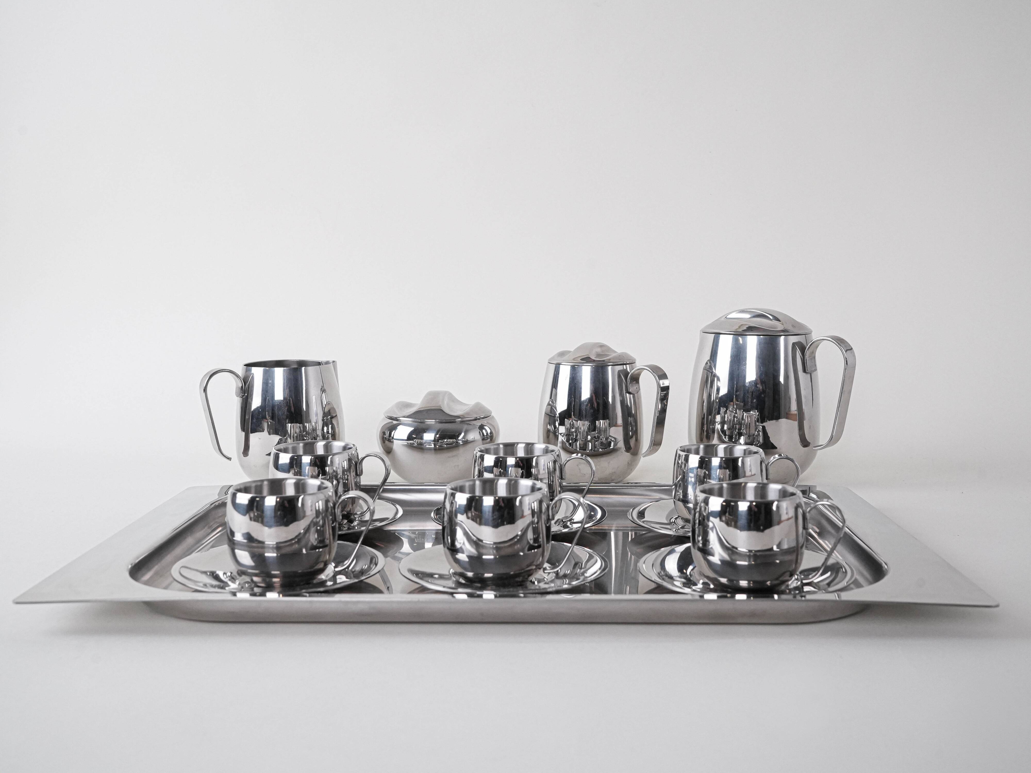 Coffee and tea set, Italian design, 1980s, made in Italy