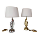 Pair of "Space Age" Table Lamps in Copper and Chrome, 1970s.