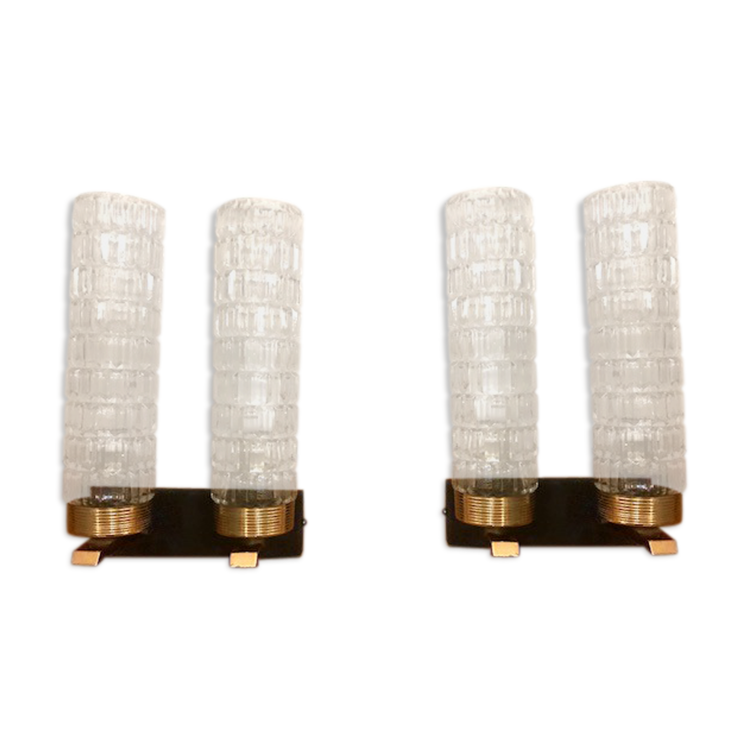 Pair of double glass wall light