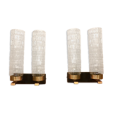 Pair of double glass wall light