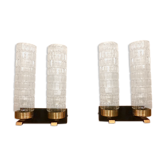 Pair of double glass wall light