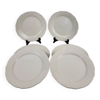 Set of 6 flat plates in Sarreguemines earthenware