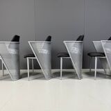 Postmodern metal dining chairs, 1980s