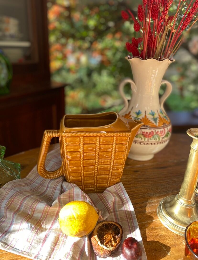 Glazed ceramic water pitcher