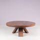 1970s round oak wood brutalist coffee table Netherlands