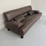 Antique buffalo leather sofa and pouf, de sede n' 18 design, from the 80s