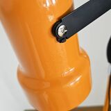 Vintage 1970s floor lamp with 2 spots, chrome, orange and black.