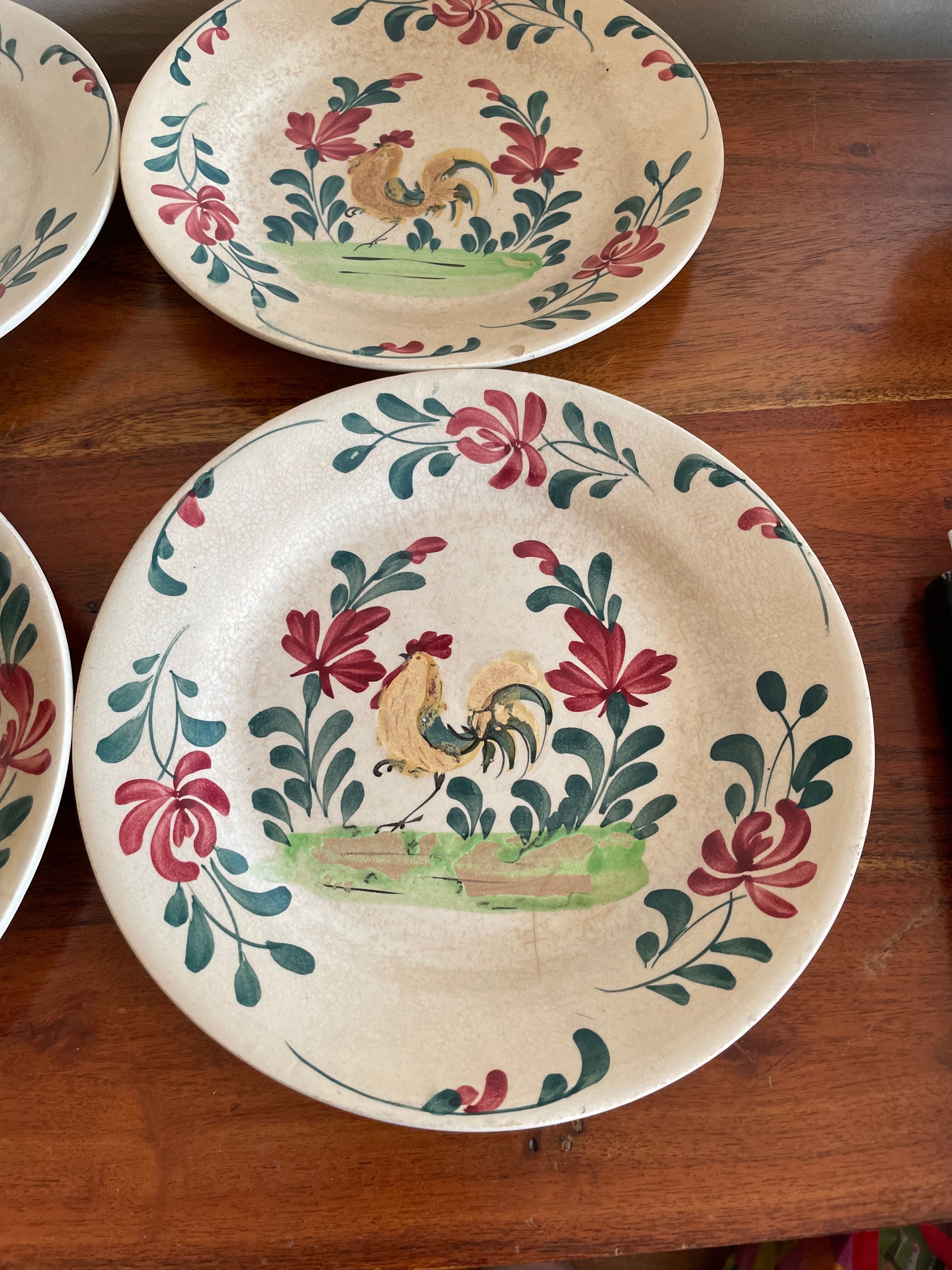 4 plates rooster