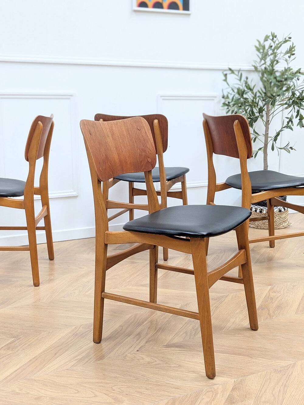 4 Scandinavian teak chairs