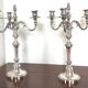 Pair of Louis XVI style silver-plated metal candelabras. Chrysalia house