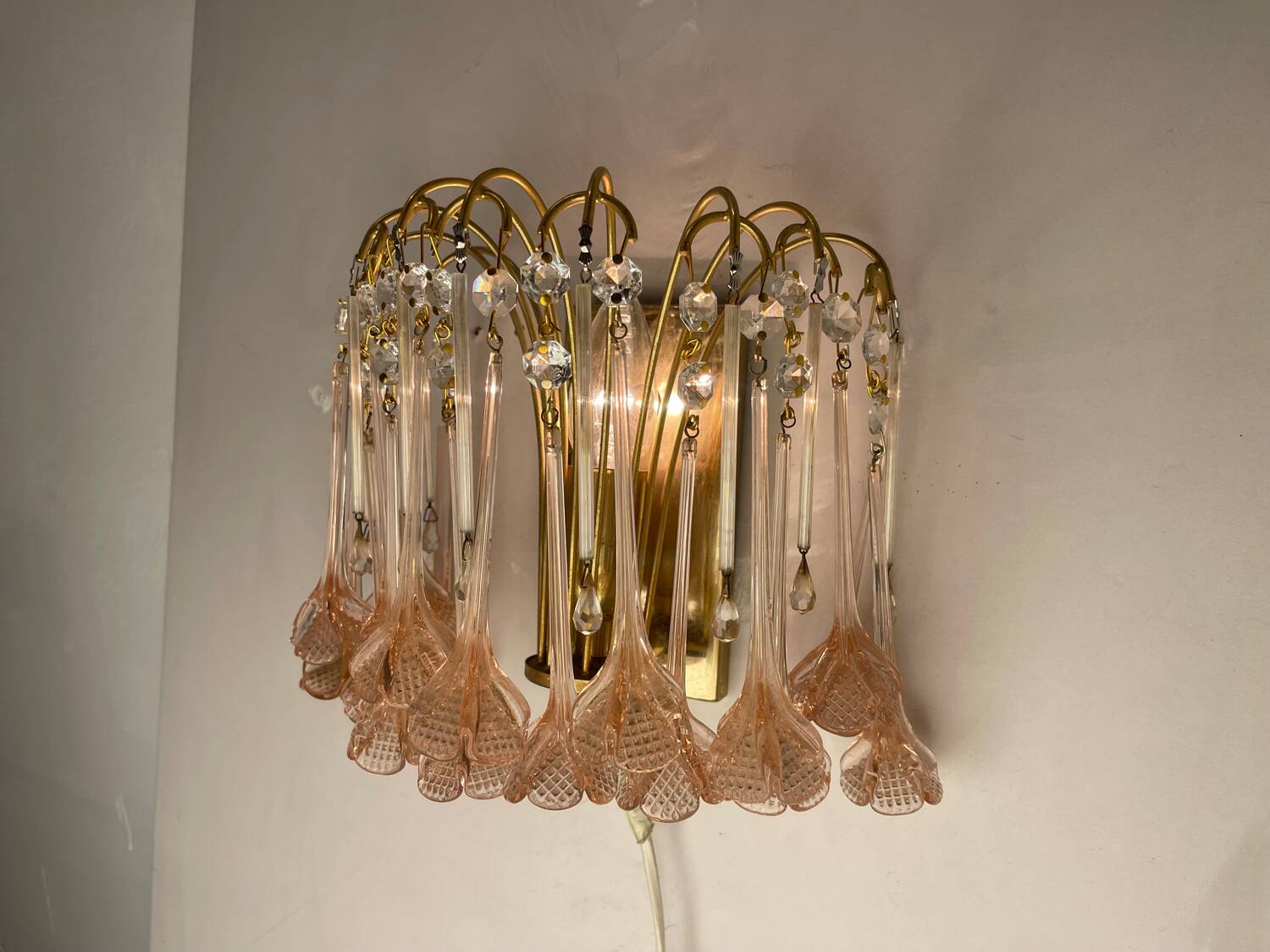 Pink Murano Glass Flower Sconces 1970’s