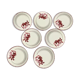 Set of 7 flat ceramic plates Badonviller Red floral decoration