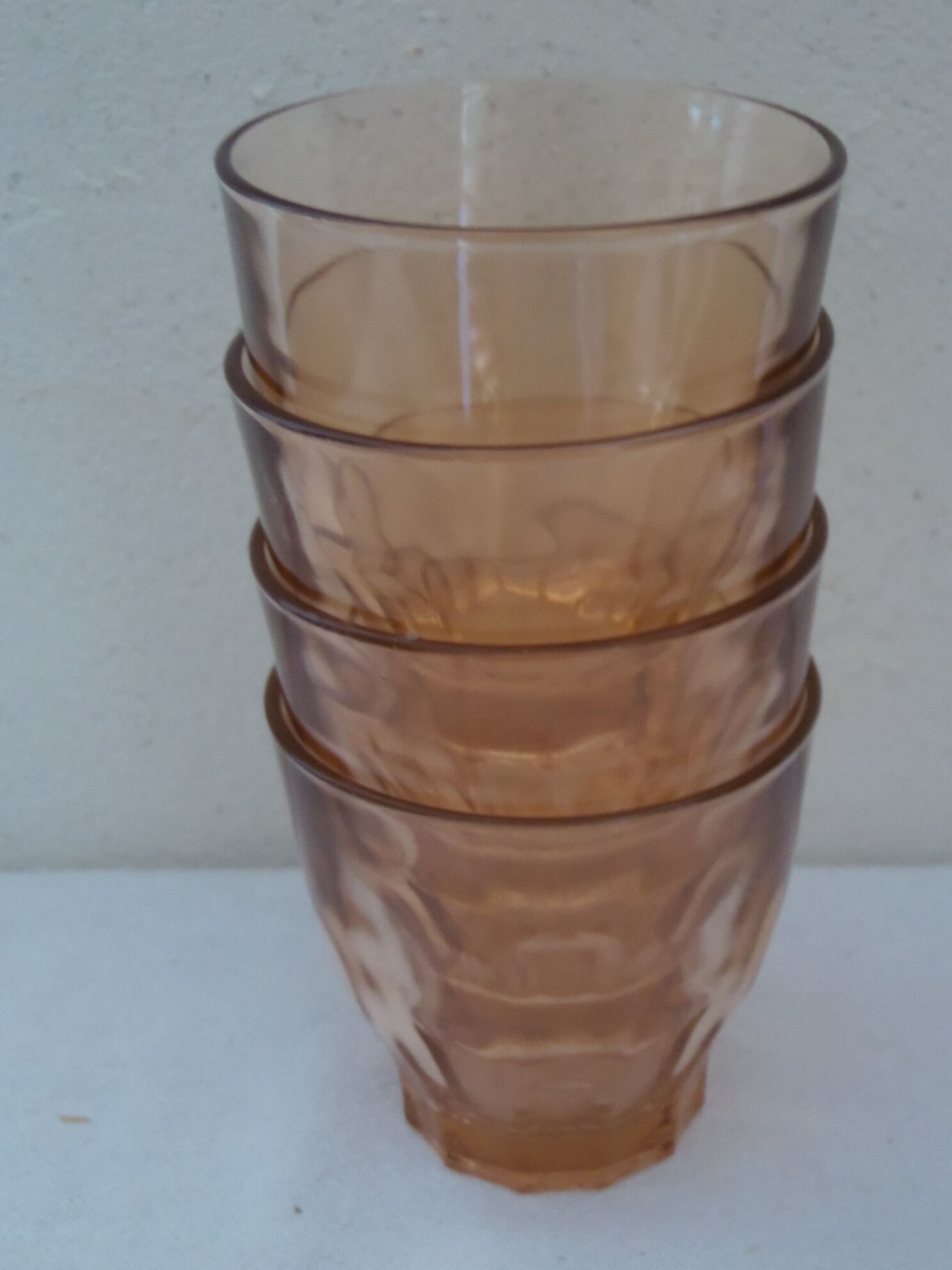 Set of 4 glass vintage pink blush
