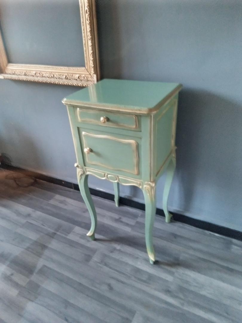 Louis XV style celadon and gold bedside