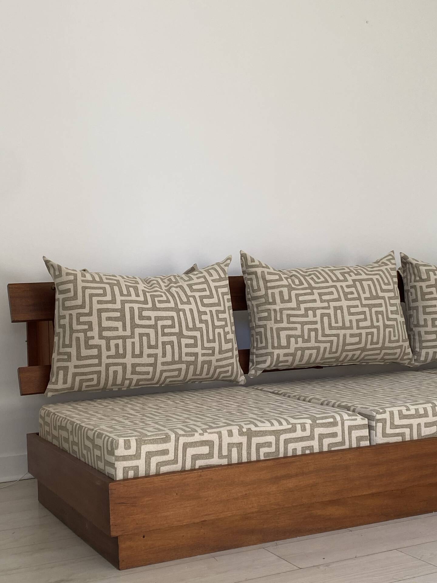 1970s wooden wall bench