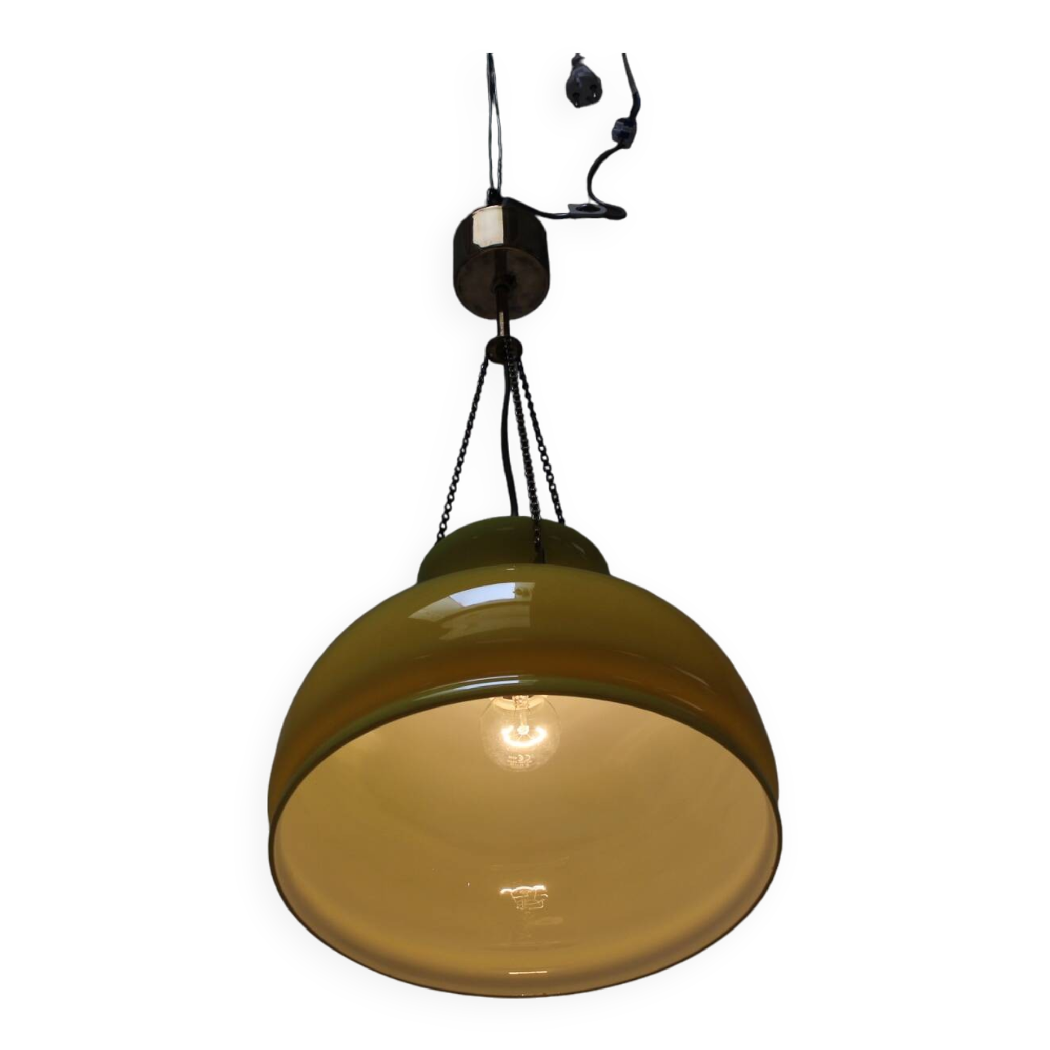 1970's Glass Chandelier, Czechoslovakia
