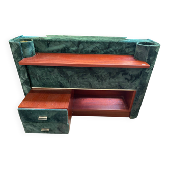 Vintage dressing table with mirror, 60s/70s hotel furniture, velvet upholstery
