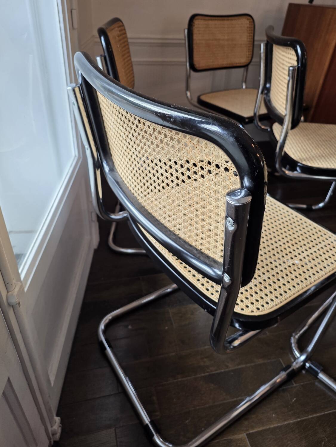 Set of 6 Cesca B32 Marcel Breuer black vintage chairs Made in Italy