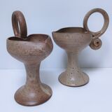 Pair of vintage “heart” sandstone candlesticks