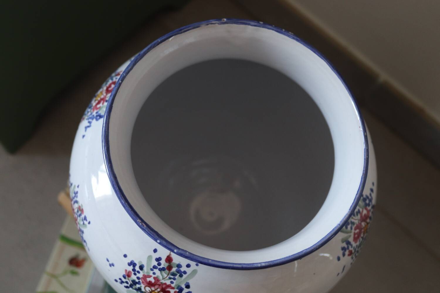 Large painted ceramic flower vase