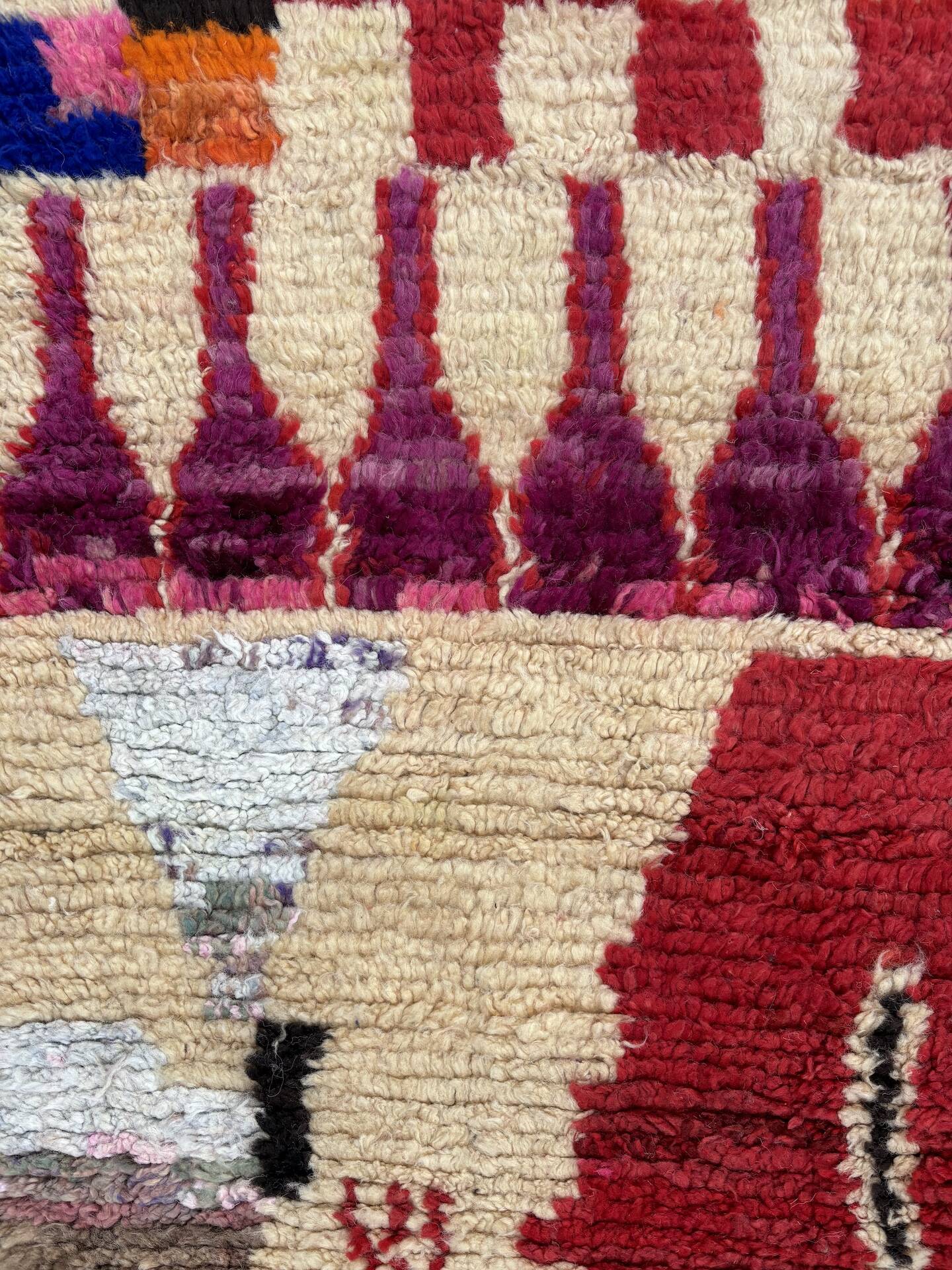 Berber Boujad multicolored wool hallway rug 70x360 cm