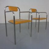 Set of Minimalist Tubular Steel Armchairs by Thomas Wendtland, 1970s