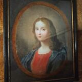 Ancient painting on glass depicting a female figure XVlll century