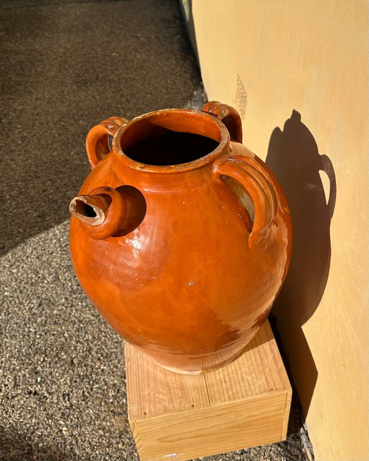 Glazed terracotta water jar, old Ardèche craftsmanship, 1800