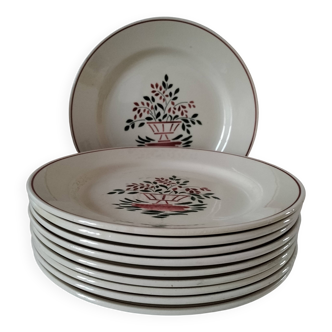 Assiettes HBCM Creil Monterau modèle Agnès