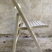 Extra folding chair / garden chair / vintage white lacquered solid wood office chair