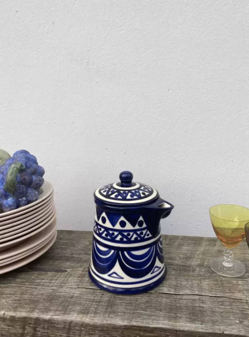 Blue and white ceramic teapot