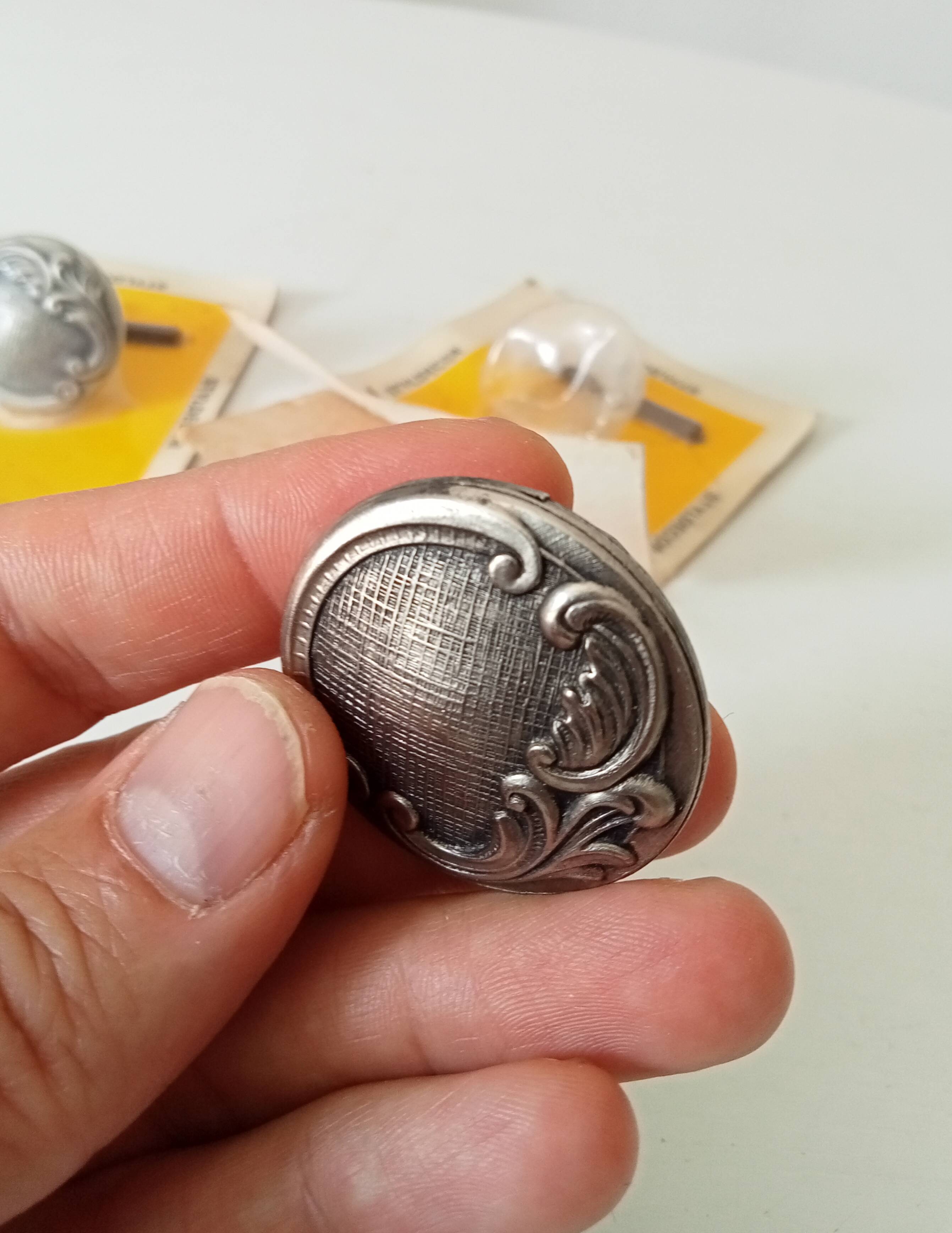 Antique furniture knob, old silver, Louis XV style